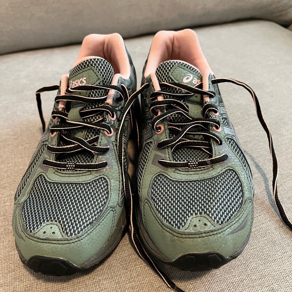 ASICS Women's Green and Pink Athletic Shoes